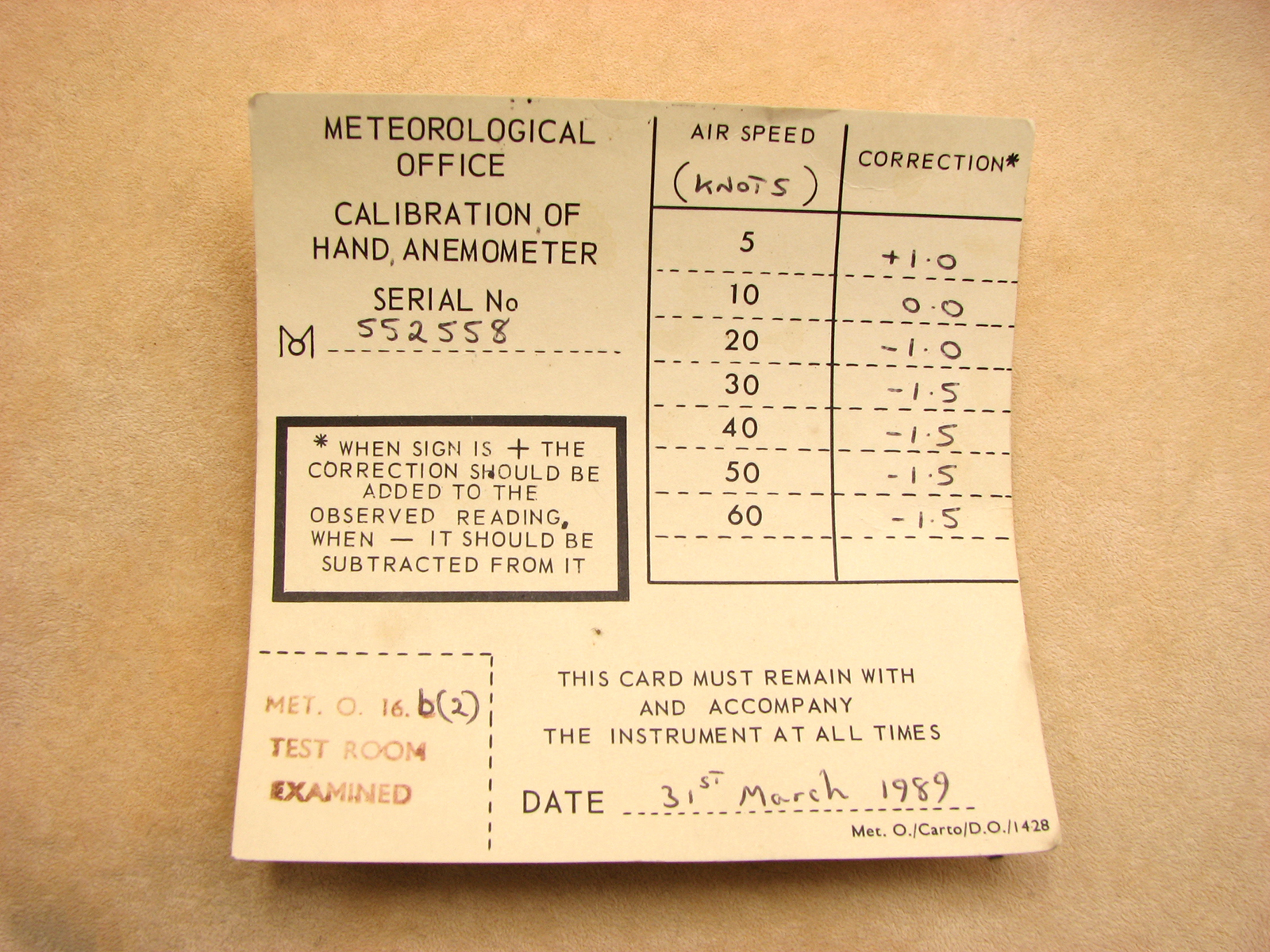 Wilhelm Lambrecht 3 cup hand held anemometer in fitted case